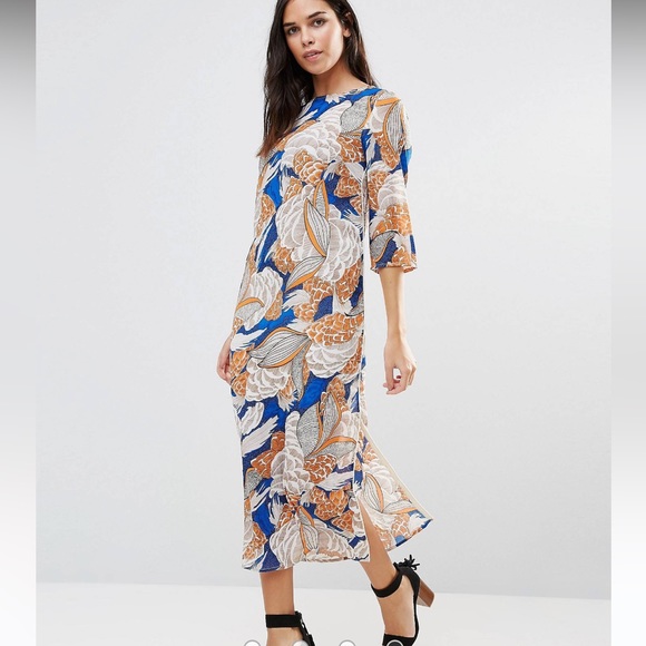 Traffic People Leaf Print Maxi Dress Size M - Picture 4 of 11